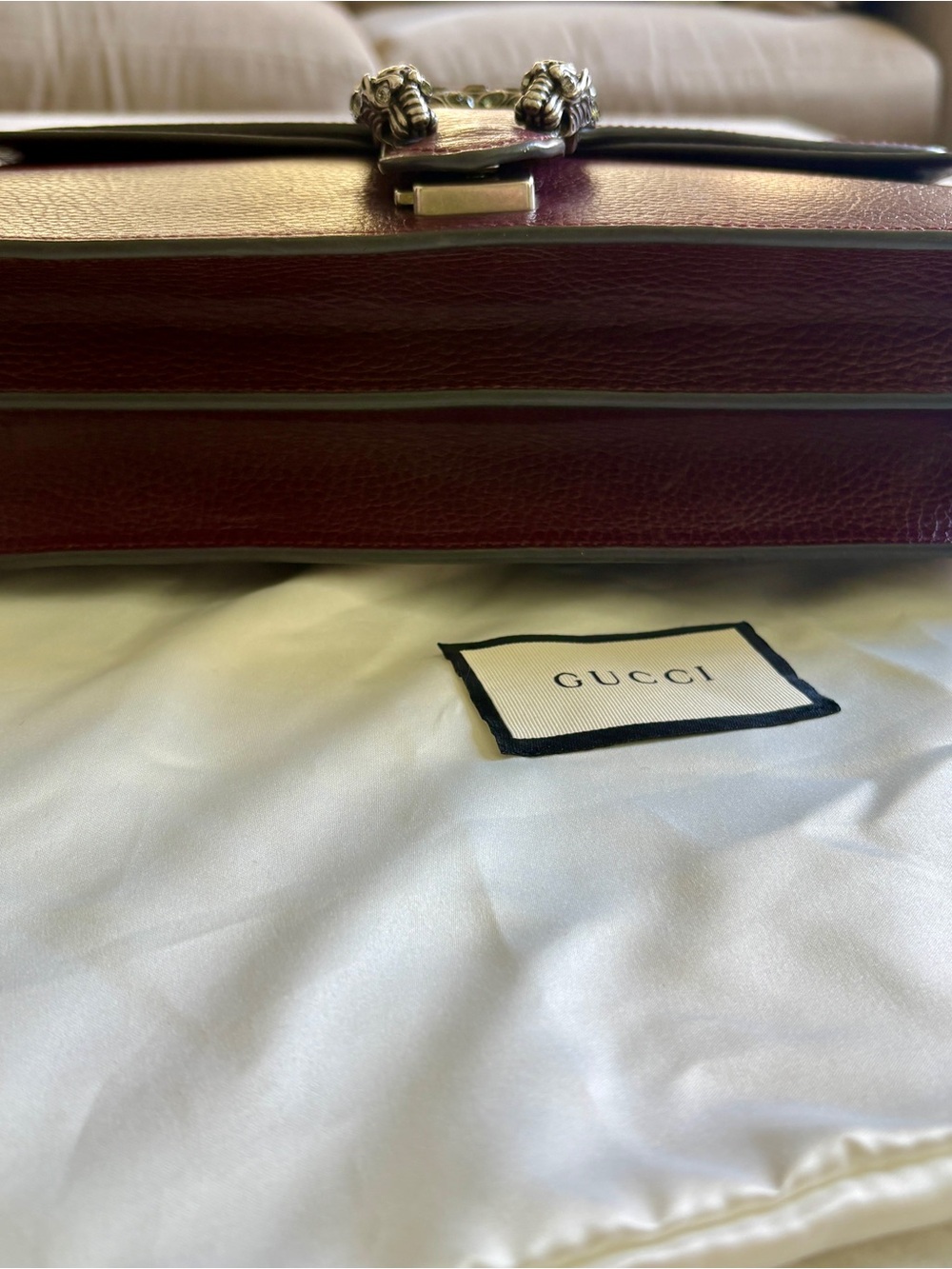 Gucci Dionysus Medium Rare Burgundy Leather Shoulder Bag - Picture 7 of 13